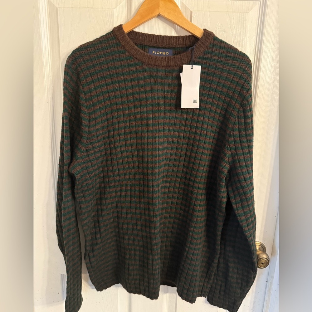 Piombo Green and Brown Crewneck Sweater Men’s SZ. Large NWT